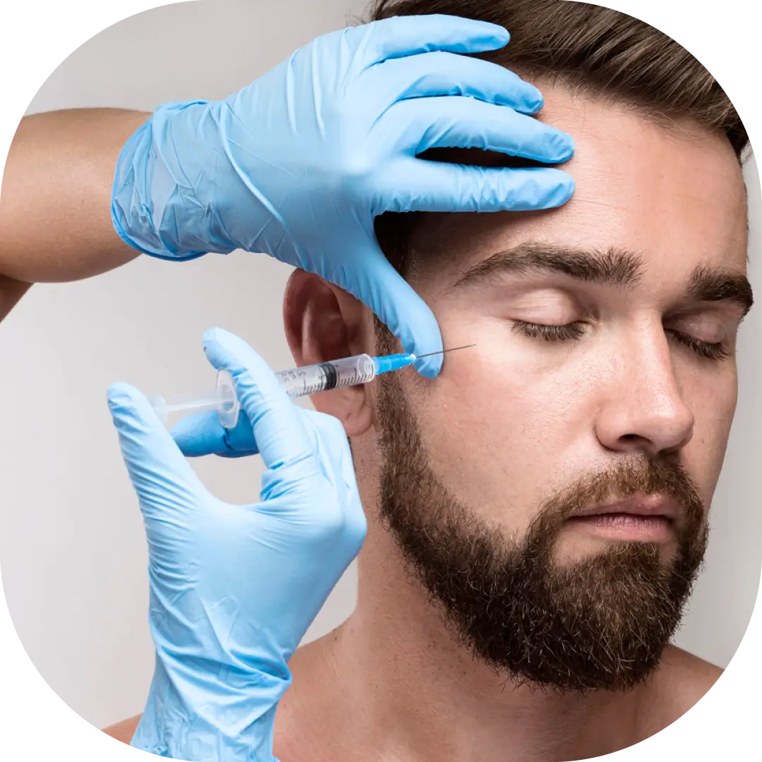 A male patient getting botox treatment